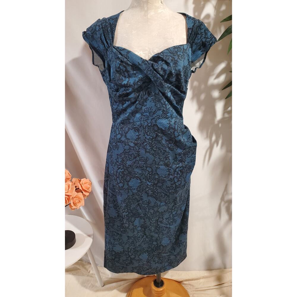 Stop Staring Lace Print Pinup Rockabilly Wiggle Dress Sz XL Retro Glam Cocktail